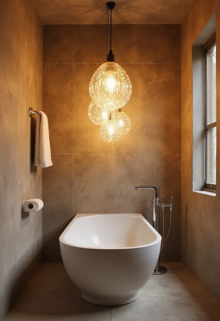 25 Bathroom Wall Ideas That Add Texture and Style 18 25 Bathroom Wall Ideas That Add Texture and Style - 18. Unique Light Fixtures