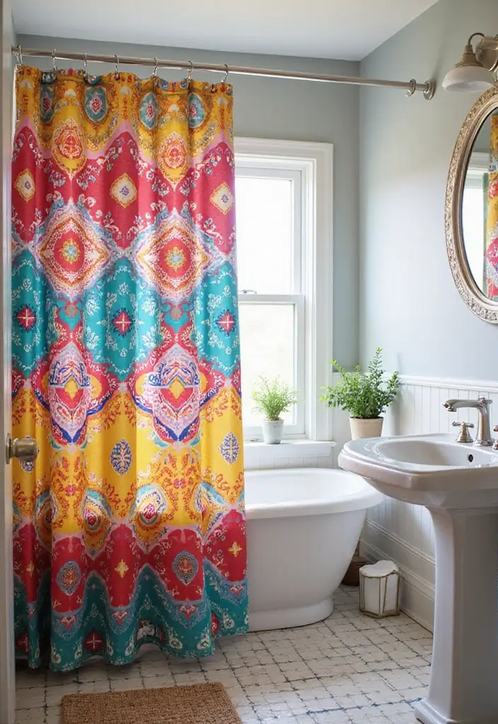 25 Bathroom Wall Ideas That Add Texture and Style 24 25 Bathroom Wall Ideas That Add Texture and Style - 24. Fun Shower Curtains