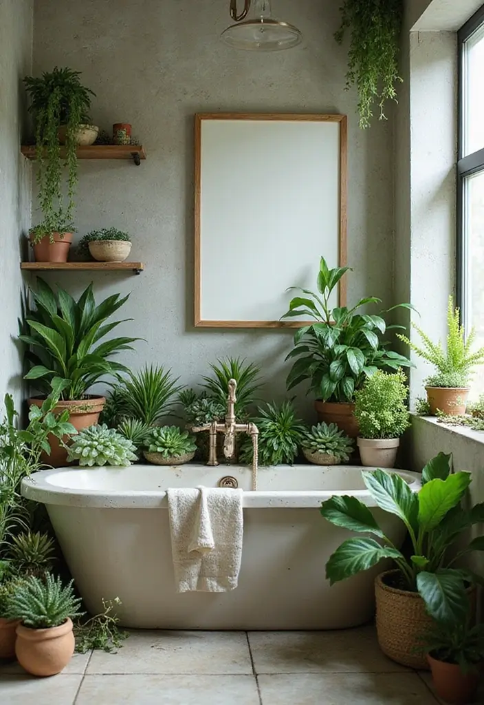 25 Bathroom Wall Ideas That Add Texture and Style 25 25 Bathroom Wall Ideas That Add Texture and Style - 25. Succulents and Greenery