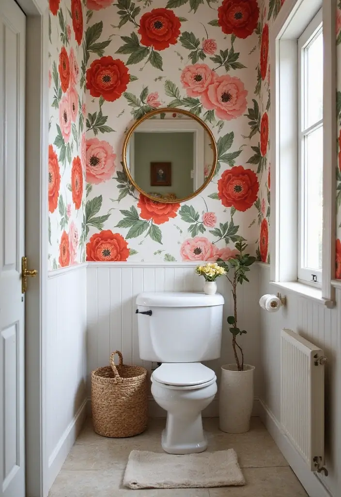 25 Bathroom Wall Ideas That Add Texture and Style 3 25 Bathroom Wall Ideas That Add Texture and Style - 3. Bold Wallpaper