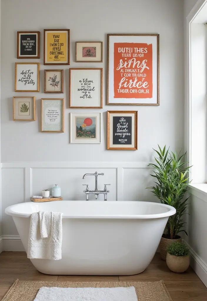 25 Bathroom Wall Ideas That Add Texture and Style 6 25 Bathroom Wall Ideas That Add Texture and Style - 6. Creative Wall Art