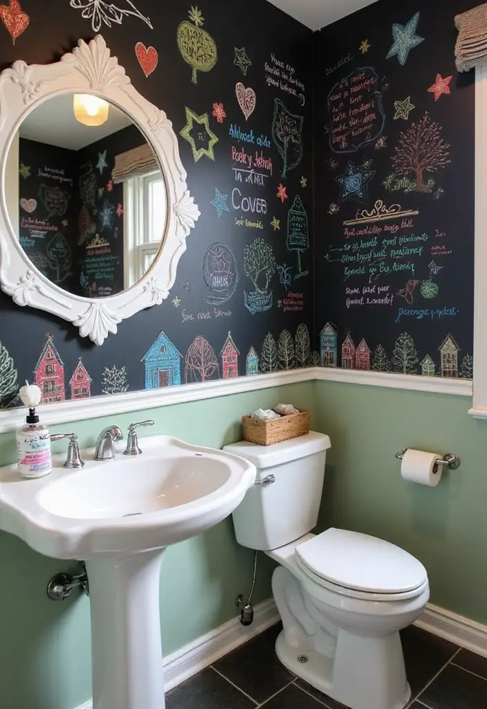 25 Bathroom Wall Ideas That Add Texture and Style 7 25 Bathroom Wall Ideas That Add Texture and Style - 7. Chalkboard Paint