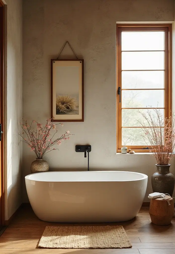 25 Japandi Bathroom Ideas Blending Minimalism and Warmth 25 25 Japandi Bathroom Ideas Blending Minimalism and Warmth - 25. Seasonal Decor Changes