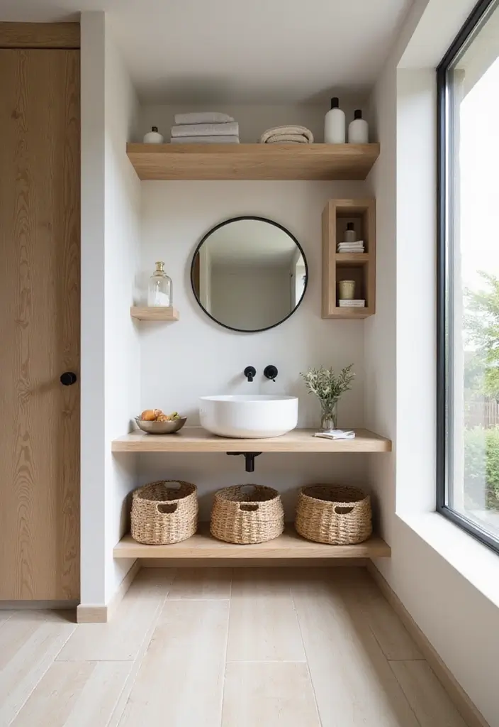 25 Japandi Bathroom Ideas Blending Minimalism and Warmth 5 25 Japandi Bathroom Ideas Blending Minimalism and Warmth - 5. Functional Storage Solutions