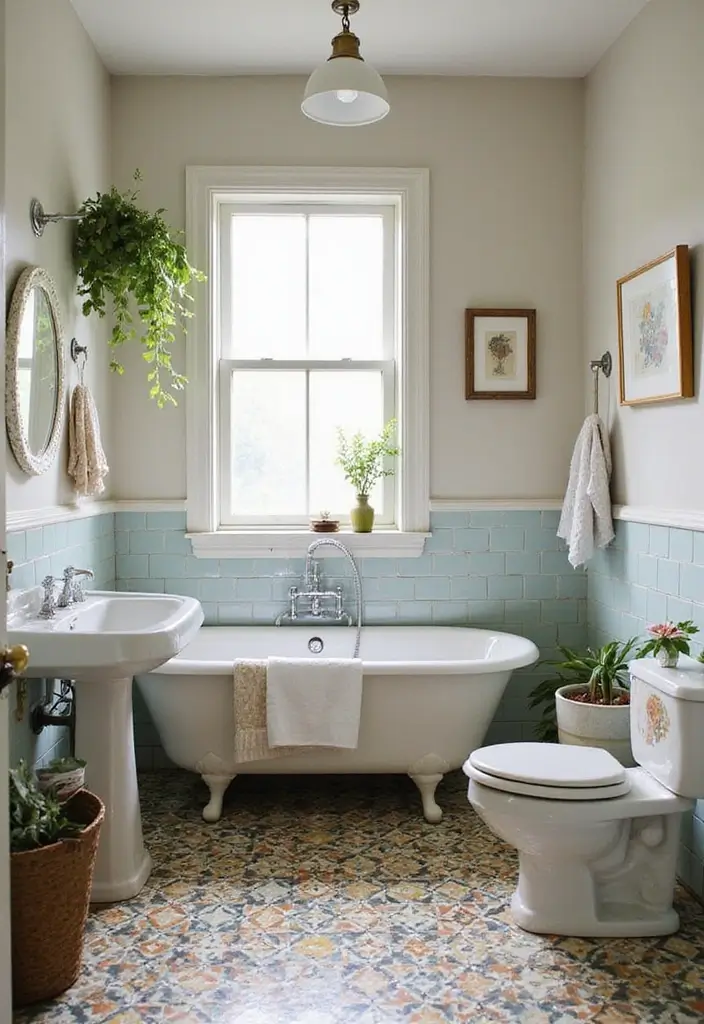 27 Bathroom Tiles Design Ideas to Upgrade Any Space - 13. Vintage Encaustic Tiles