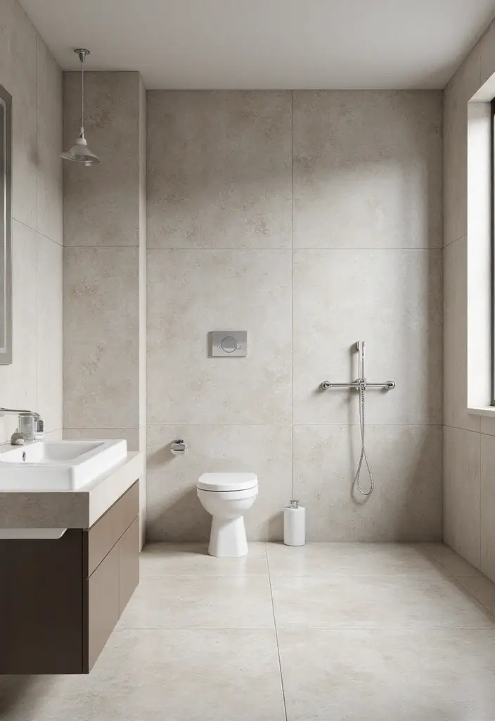 27 Bathroom Tiles Design Ideas to Upgrade Any Space - 14. Large Format Tiles