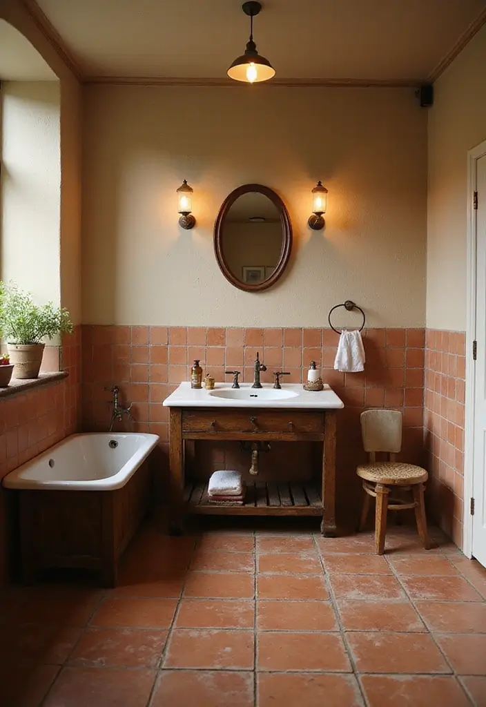 27 Bathroom Tiles Design Ideas to Upgrade Any Space - 3. Terracotta Tiles