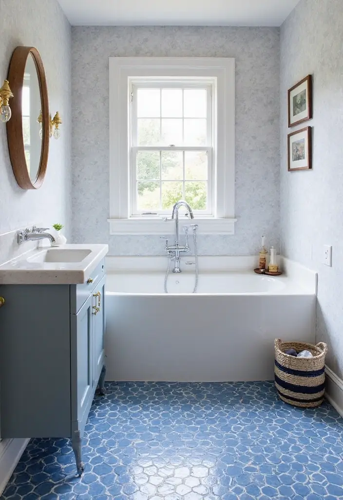 27 Bathroom Tiles Design Ideas to Upgrade Any Space - 4. Ceramic Hexagon Tiles