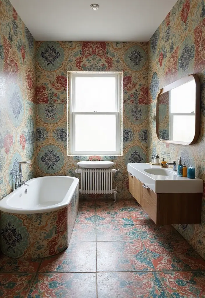 27 Bathroom Tiles Design Ideas to Upgrade Any Space - 7. Patterned Porcelain Tiles