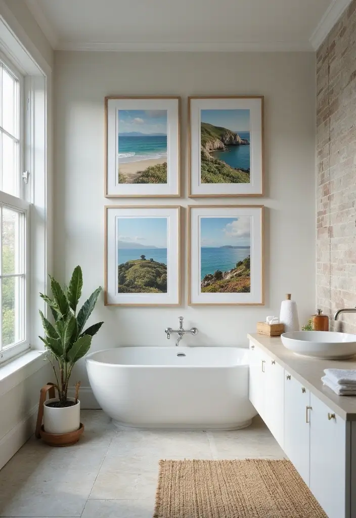 27 Bathroom Wall Decor Ideas That Elevate Your Style 19 27 Bathroom Wall Decor Ideas That Elevate Your Style - 19. Nature-Inspired Artwork