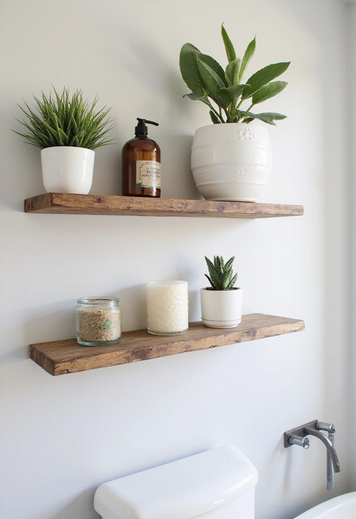 27 Bathroom Wall Decor Ideas That Elevate Your Style 2 27 Bathroom Wall Decor Ideas That Elevate Your Style - 2. Upcycled Wood Shelves
