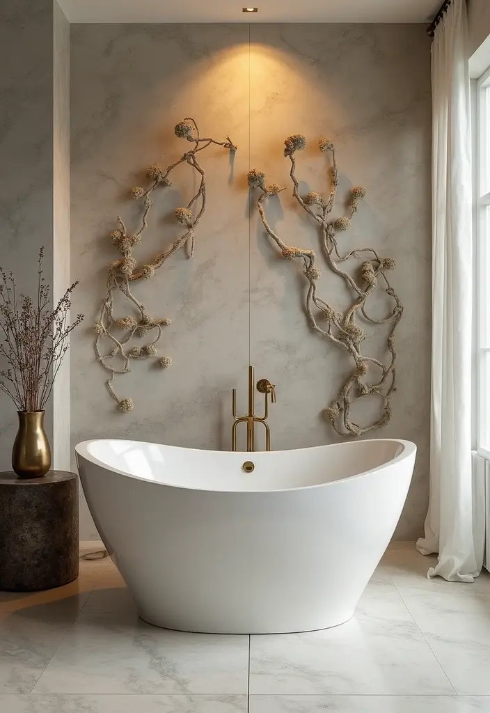 27 Bathroom Wall Decor Ideas That Elevate Your Style 22 27 Bathroom Wall Decor Ideas That Elevate Your Style - 22. Modern Art Sculptures