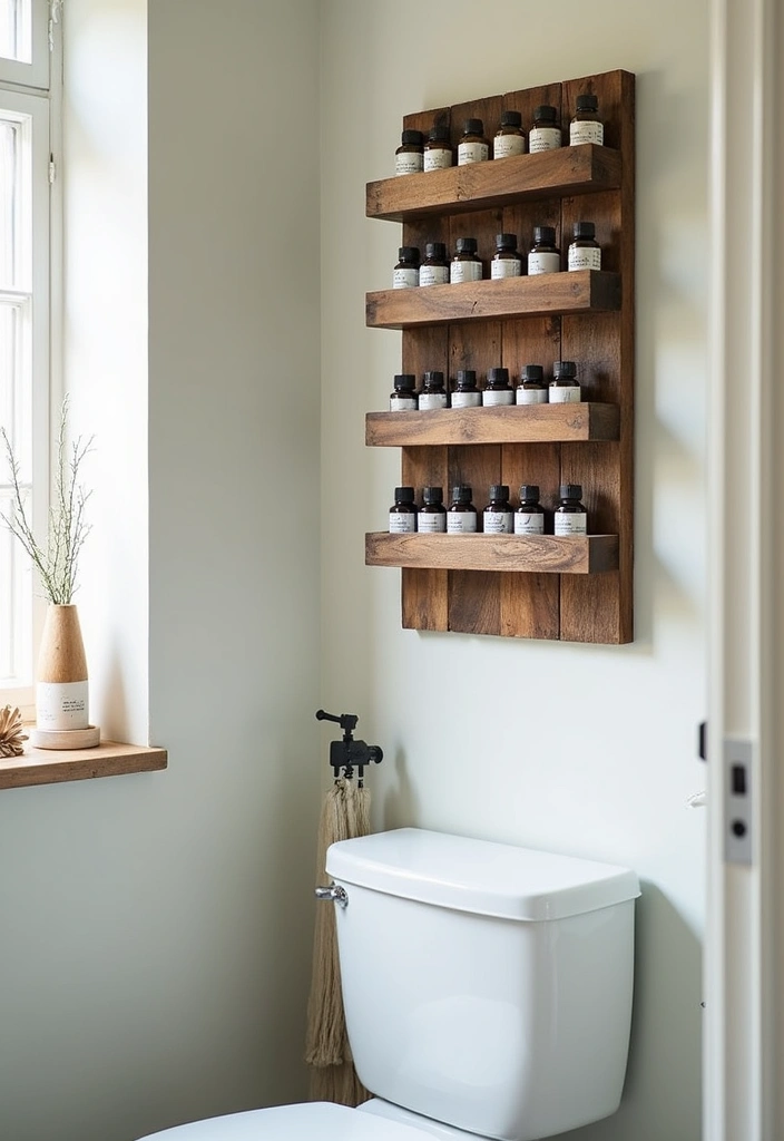 27 Bathroom Wall Decor Ideas That Elevate Your Style 24 27 Bathroom Wall Decor Ideas That Elevate Your Style - 24. Essential Oil Displays