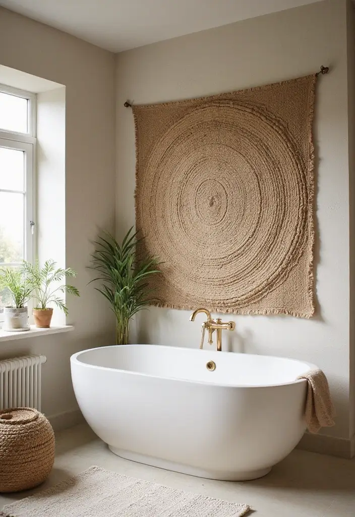27 Bathroom Wall Decor Ideas That Elevate Your Style 6 27 Bathroom Wall Decor Ideas That Elevate Your Style - 6. Natural Fiber Wall Art