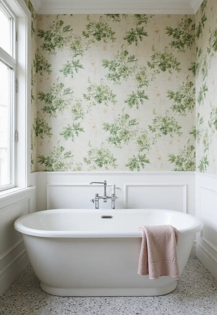 27 Bathroom Wall Decor Ideas That Elevate Your Style 7 27 Bathroom Wall Decor Ideas That Elevate Your Style - 7. Eco-Friendly Wallpaper