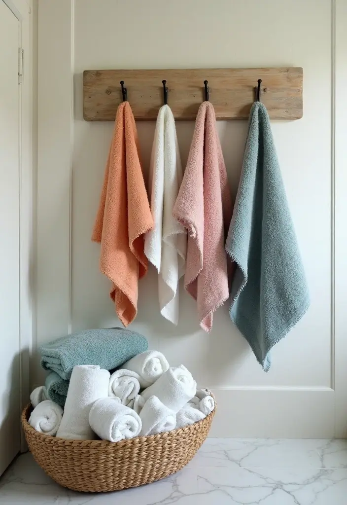 27 Bathroom Wall Decor Ideas That Elevate Your Style 8 27 Bathroom Wall Decor Ideas That Elevate Your Style - 8. Artful Towel Displays