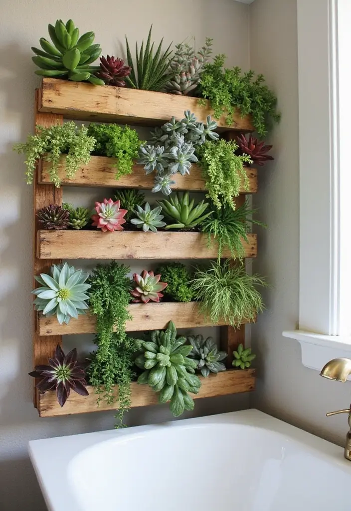 27 Bathroom Wall Decor Ideas That Elevate Your Style 9 27 Bathroom Wall Decor Ideas That Elevate Your Style - 9. Succulent Wall Garden