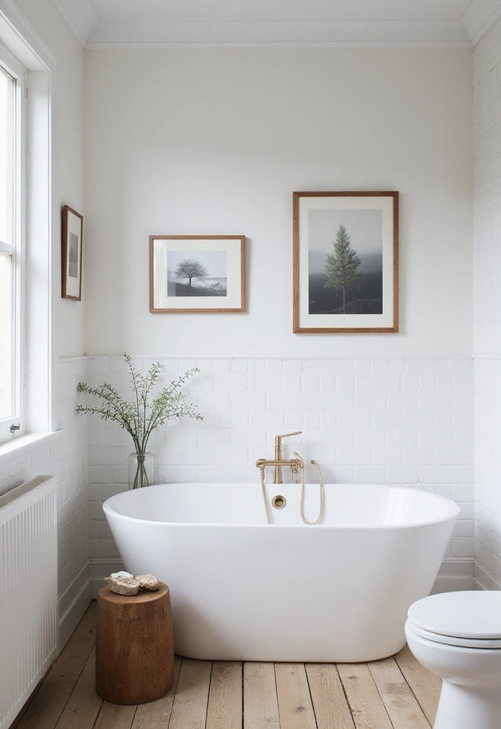 27 Scandinavian Bathroom Ideas That Are Bright and Minimal - 23. Simple Art Displays