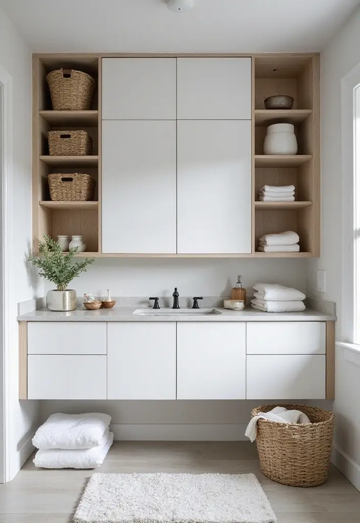 27 Scandinavian Bathroom Ideas That Are Bright and Minimal - 7. Clever Storage Solutions
