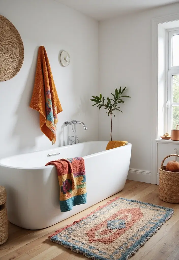27 Scandinavian Bathroom Ideas That Are Bright and Minimal - 8. Colorful Accents