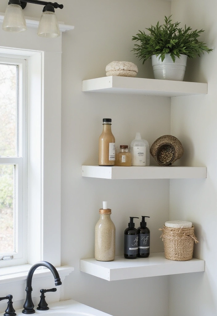 28 Bathroom Storage Ideas That Keep Everything Organized 12 28 Bathroom Storage Ideas That Keep Everything Organized - 12. Corner Shelves for Maximizing Space