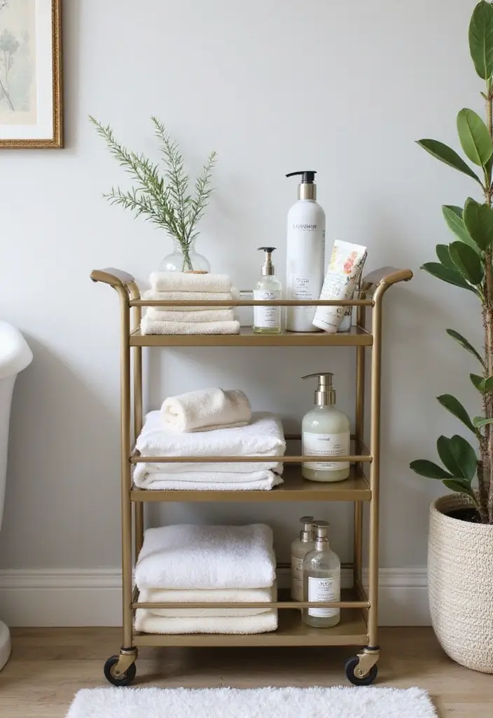 28 Bathroom Storage Ideas That Keep Everything Organized 14 28 Bathroom Storage Ideas That Keep Everything Organized - 14. Bathroom Cart for Mobility