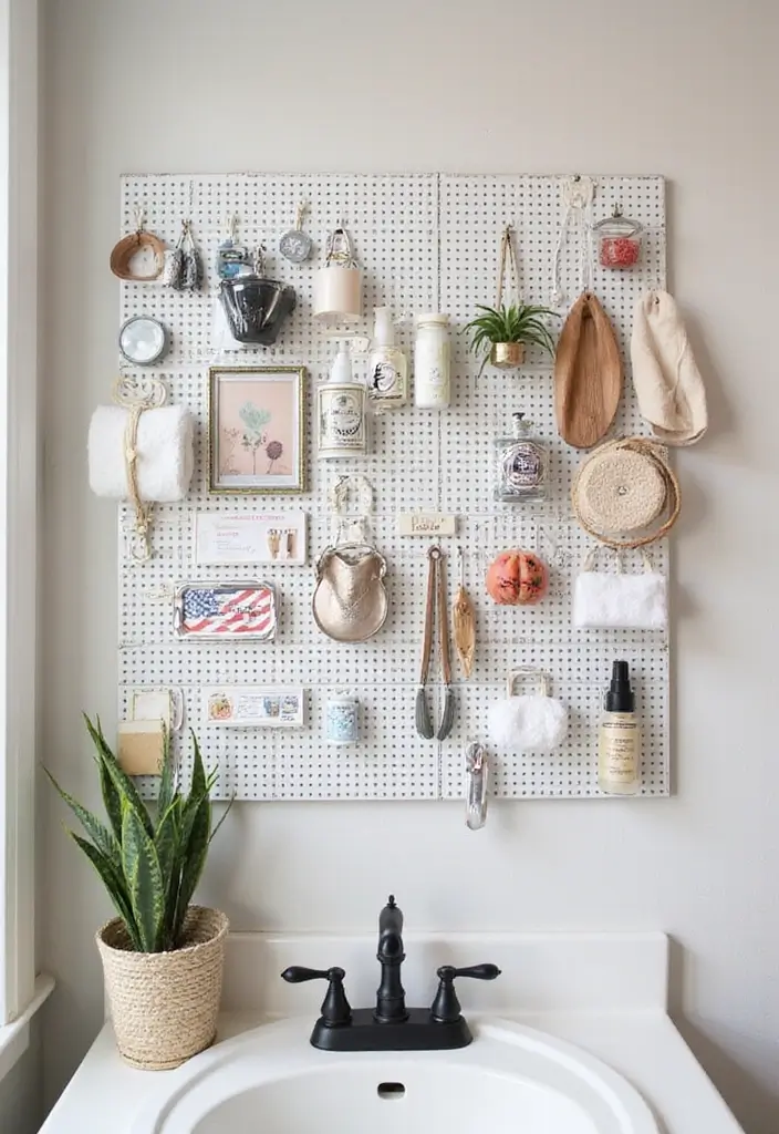 28 Bathroom Storage Ideas That Keep Everything Organized 15 28 Bathroom Storage Ideas That Keep Everything Organized - 15. Pegboards for Flexible Storage