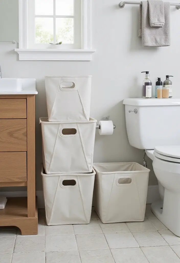 28 Bathroom Storage Ideas That Keep Everything Organized 27 28 Bathroom Storage Ideas That Keep Everything Organized - 27. Foldable Storage Solutions