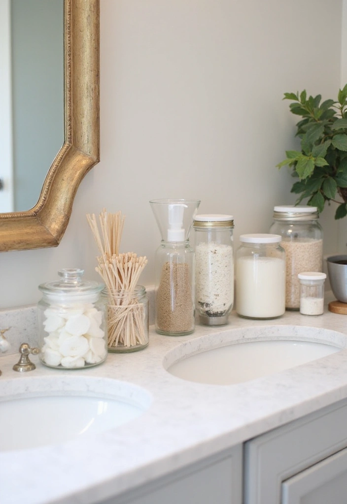 28 Bathroom Storage Ideas That Keep Everything Organized 6 28 Bathroom Storage Ideas That Keep Everything Organized - 6. Glass Jars for a Chic Display