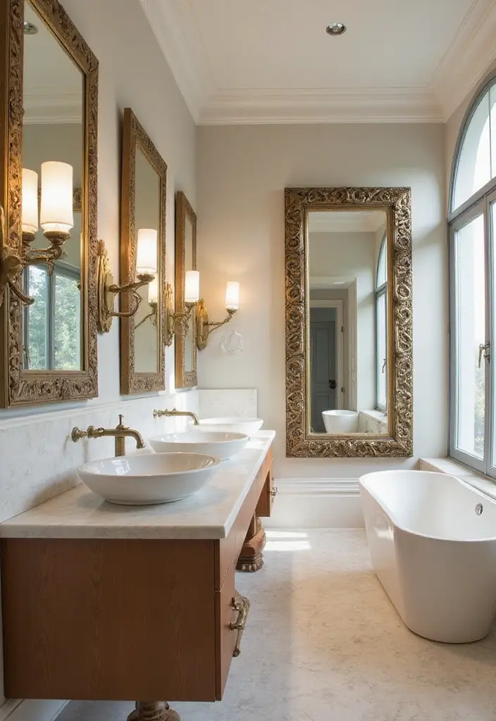 30+ Bathroom Ideas for a Stylish and Functional Home 10 30+ Bathroom Ideas for a Stylish and Functional Home - 10. Elegant Mirrors