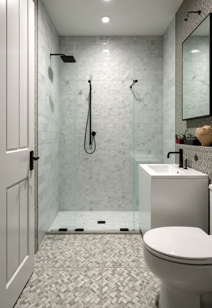 30+ Bathroom Ideas for a Stylish and Functional Home 11 30+ Bathroom Ideas for a Stylish and Functional Home - 11. Unique Tile Patterns