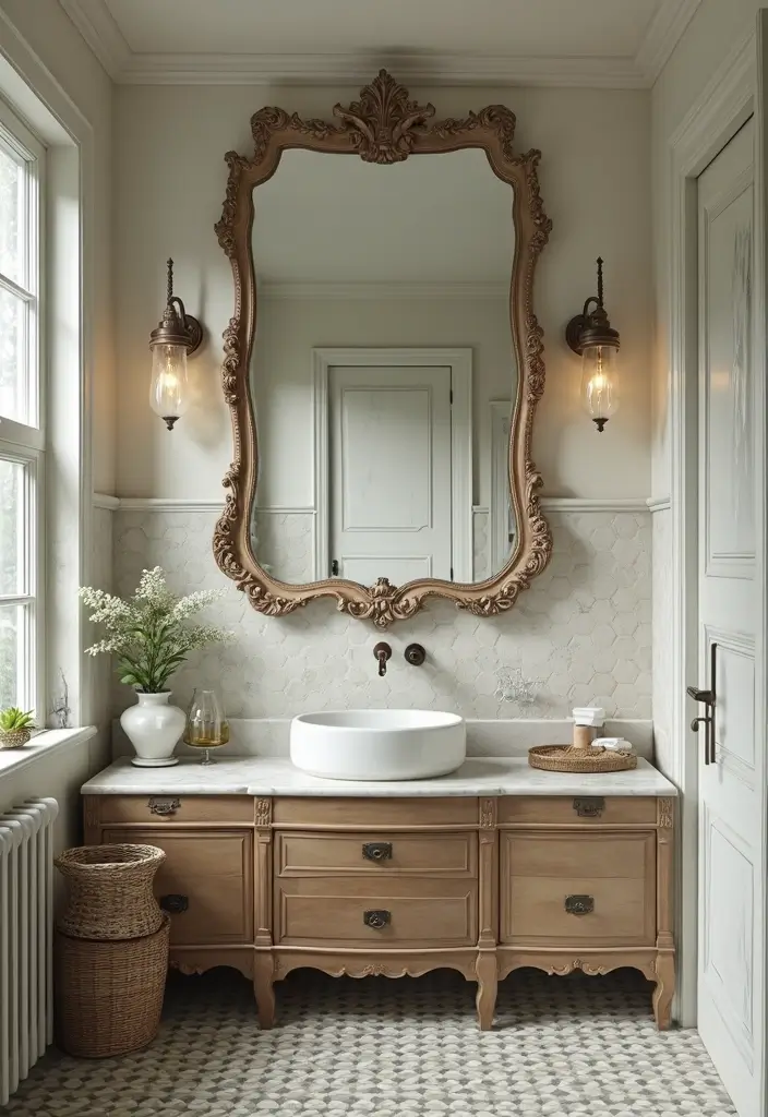 30+ Bathroom Ideas for a Stylish and Functional Home 7 30+ Bathroom Ideas for a Stylish and Functional Home - 7. Vintage Accents