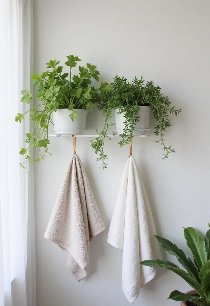 30+ Bathroom Towel Hanging Ideas That Are Smart and Stylish 26 30+ Bathroom Towel Hanging Ideas That Are Smart and Stylish - 26. Wall-Mounted Plant Towel Rack