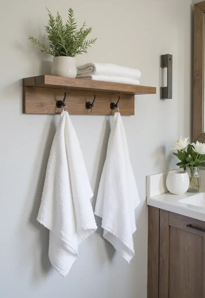 30+ Bathroom Towel Hanging Ideas That Are Smart and Stylish 28 30+ Bathroom Towel Hanging Ideas That Are Smart and Stylish - 28. Towel Hooks with Shelving