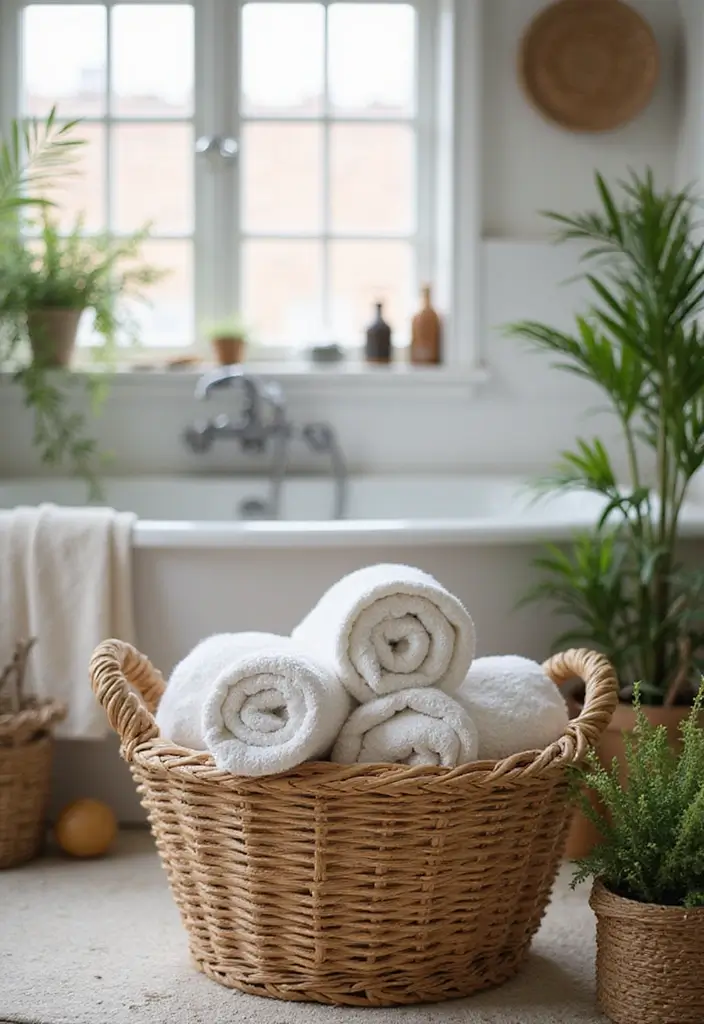 30+ Bathroom Towel Hanging Ideas That Are Smart and Stylish 6 30+ Bathroom Towel Hanging Ideas That Are Smart and Stylish - 6. Towel Storage Basket