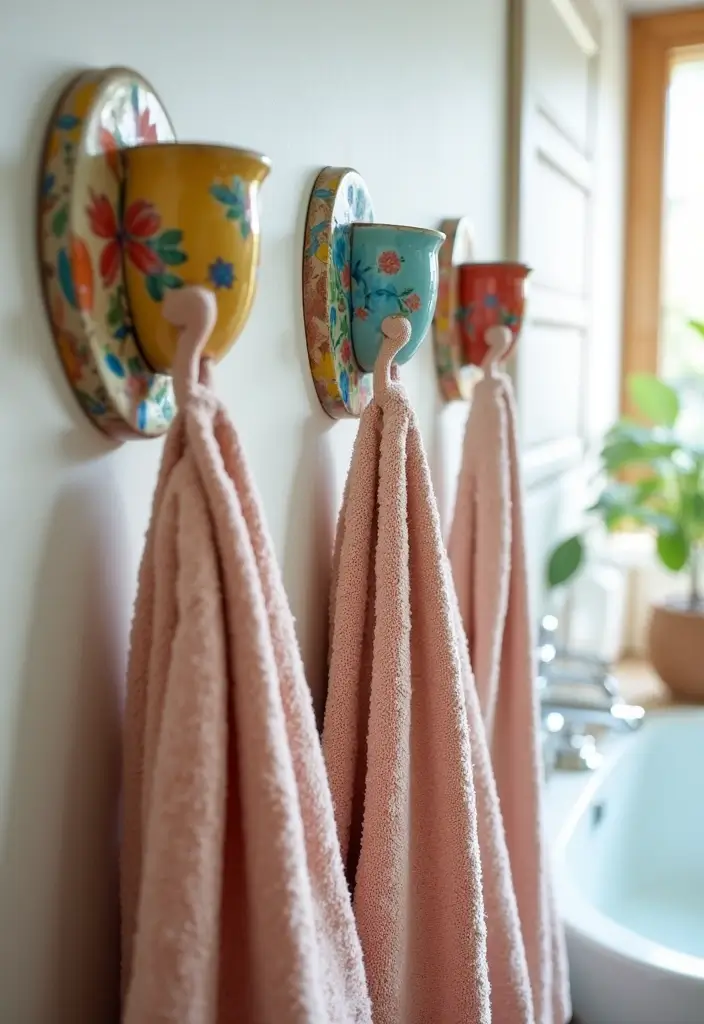 30+ Bathroom Towel Hanging Ideas That Are Smart and Stylish 7 30+ Bathroom Towel Hanging Ideas That Are Smart and Stylish - 7. Handcrafted Ceramic Hooks