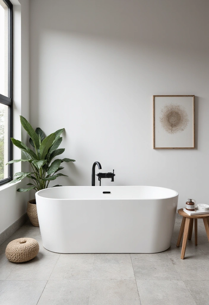 30+ Grey and White Bathroom Ideas That Always Look Elegant 17 30+ Grey and White Bathroom Ideas That Always Look Elegant - 17. Minimalist Bathtubs