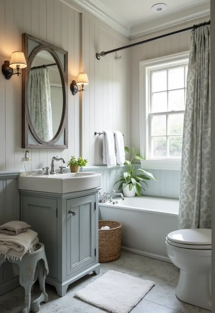 30+ Grey and White Bathroom Ideas That Always Look Elegant 24 30+ Grey and White Bathroom Ideas That Always Look Elegant - 24. Vintage-Inspired Accents