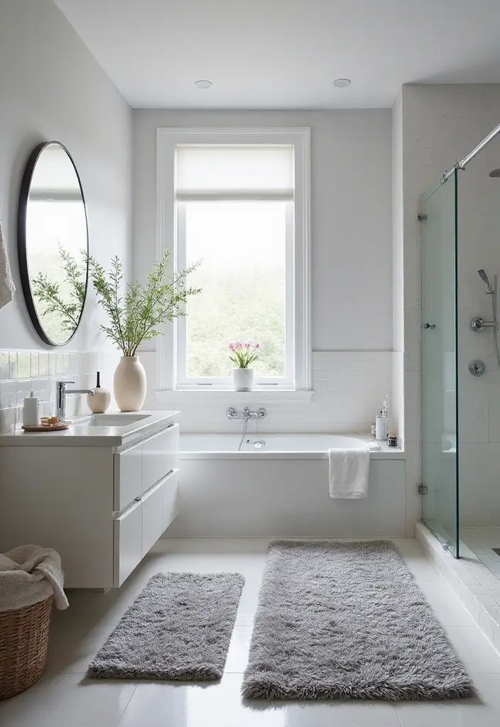 30+ Grey and White Bathroom Ideas That Always Look Elegant 28 30+ Grey and White Bathroom Ideas That Always Look Elegant - 28. Grey and White Bathroom Rugs