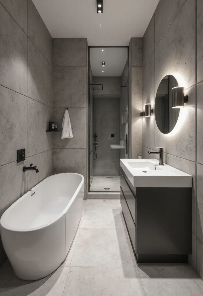 30+ Grey and White Bathroom Ideas That Always Look Elegant 7 30+ Grey and White Bathroom Ideas That Always Look Elegant - 7. Elegant Lighting Fixtures