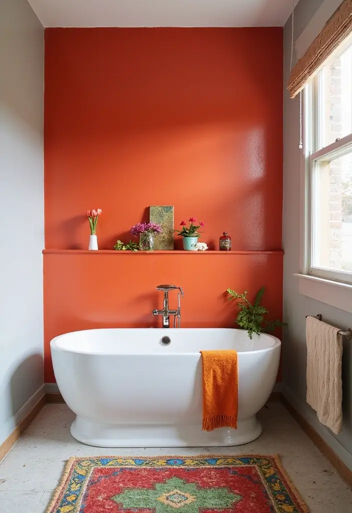 30+ Small Bathrooms with Bathtub Ideas That Fit Perfectly 8 30+ Small Bathrooms with Bathtub Ideas That Fit Perfectly - 8. Bold Color Pop with a Bathtub